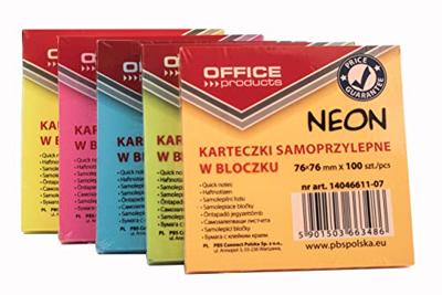 OFFICE products memoblok Neon, ft 76 x 76 mm, 100 vel, neongeel