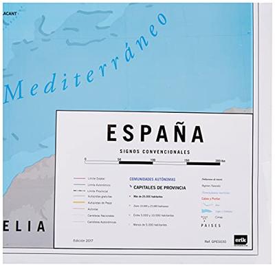 Poster Map Spain Physical Political 91,5x61cm Poster Map Spain Physical Political 91,5x61cm