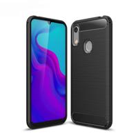 Textuur koolstofvezel schokbestendige TPU Case voor Huawei Honor 8A(Black) geborsteld - thumbnail