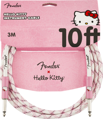 Fender Kabel Hello Kitty White Pink Woven Cable, Jack-Jack, 3m