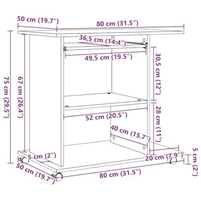 Computerbureau 80x50x75 cm bewerkt hout artisanaal eikenkleur - thumbnail