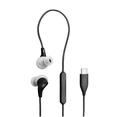 JBL Endurance Run 3 bedrade sporthoofdtelefoon met FlipHook & TwistLock-technologie, IP65 stofdicht en waterbestendig, JBL Pure Bass Sound, in-line microfoon en afstandsbediening, zwart/grijs