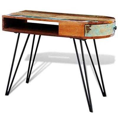 Bureau met ijzeren poten gerecycled hout - thumbnail