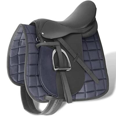 VidaXL Echt lederen paardrijzadel 17,5" 12 cm (5-in-1 set, zwart)