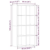 Boekenkast 66x30x130 cm bewerkt hout oud houtkleurig - thumbnail