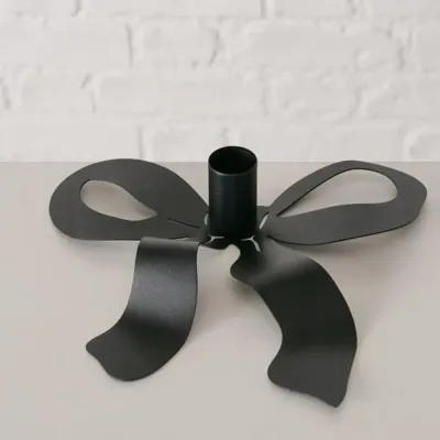 Boltze Home kandelaar ijzer boucle strik 20x18.5x4cm zwart