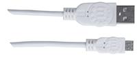 Manhattan USB-kabel USB 2.0 USB-A stekker, USB-micro-B stekker 1.80 m Wit UL gecertificeerd 324069 - thumbnail