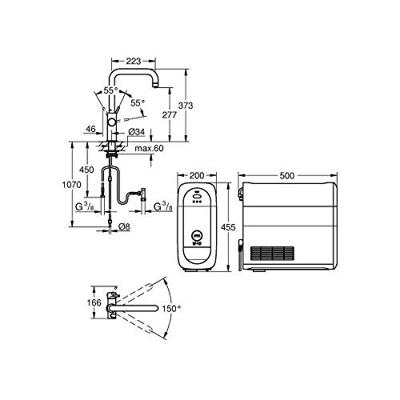 Bruisendwater Keukenkraan GROHE Blue Home Duo Starterkit Chilled en Sparkling Water U Uitloop RVS Look