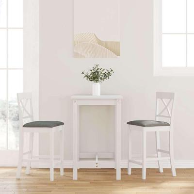 Barkrukken met kussens 2 stuks wit massief hout rubber