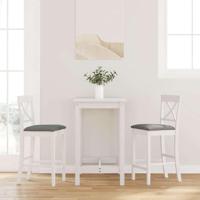 Barkrukken met kussens 2 stuks wit massief hout rubber - thumbnail