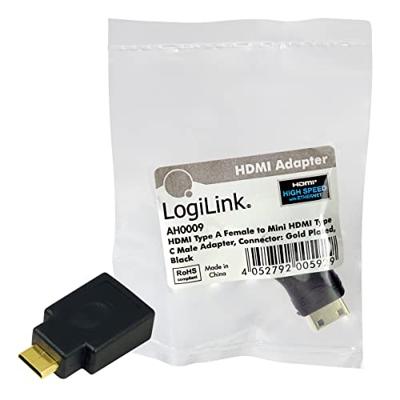 LogiLink AH0009 HDMI Adapter [1x HDMI-stekker C mini - 1x HDMI-bus] Zwart Vergulde steekcontacten