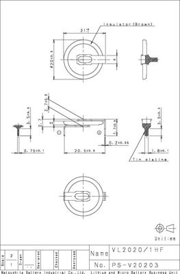 Panasonic VL2020-1HFE Oplaadbare knoopcel VL2020 Lithium 20 mAh 3 V 1 stuk(s)