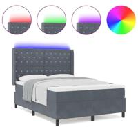 LED Boxspring Bed met Matras Donkergrijs 140 x 200 cm Fluweel - thumbnail