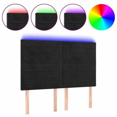 Hoofdbord LED 144x5x118/128 cm fluweel zwart