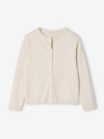 Meisjesvest Basics van fijn breisel gemêleerd beige - thumbnail