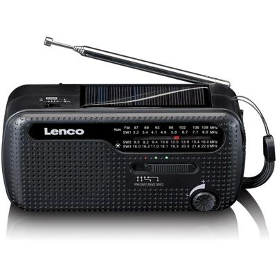 Lenco Draagbare opwindbare noodradio zaklamp en powerbank in één Zwart - MCR-113BK