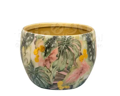 TS Collection bloempot mystery metaal 9x7cm monstera