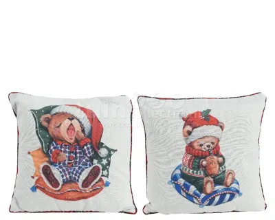 Sierkussen Ruit Teddybeer 43x43cm Assorti 1st