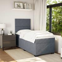 Boxspring met matras fluweel donkergrijs 90x200 cm - thumbnail