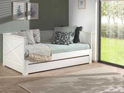Uitschuifbaar kajuitbed PIMA 90x200 cm wit met bedlade Uitschuifbaar kajuitbed PIMA 90x200 cm wit met bedlade