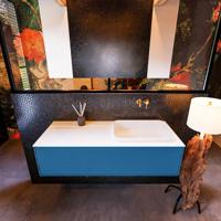 Badkamermeubelset Mondiaz Erin 120 cm met 1 Lade met RIDGE Wastafel Rechts Talc Zonder Kraangaten Greeploos Mat Jeans - thumbnail