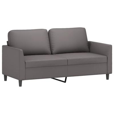 3-delige Loungeset met kussens kunstleer grijs - thumbnail