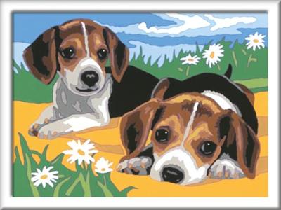 Ravensburger Creart schilderen op nummer - beagle puppies