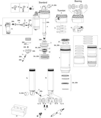 ROCKSHOX schokdemper "super deluxe ultimate rc2t" rear shock rs sup.del. ult.rc2t 165 x 45mm