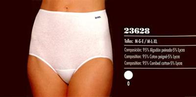 Dames Taille slip 23628 - Badstof kruisje - dames onderbroek, ondergoed - zwart, wit, huidskleur