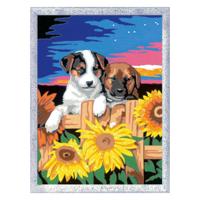 Ravensburger Creart schilderen op nummer - zonsondergang honden - thumbnail