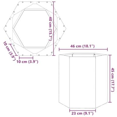 VidaXL Plantenbak zeshoek 46x40x45 cm staal wit VidaXL Plantenbak zeshoek 46x40x45 cm staal wit