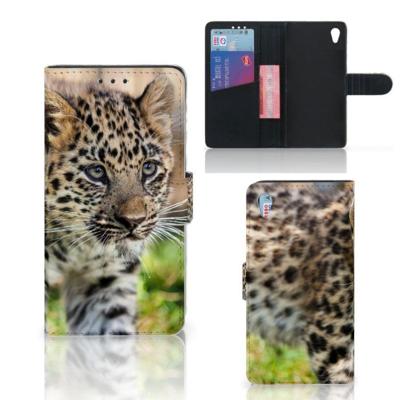 Sony Xperia Z3 | Telefoonhoesje | Met pasjeshouder | Baby Luipaard