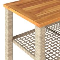 Tuintafel 70x38x42 cm poly rattan en acaciahout beige - thumbnail