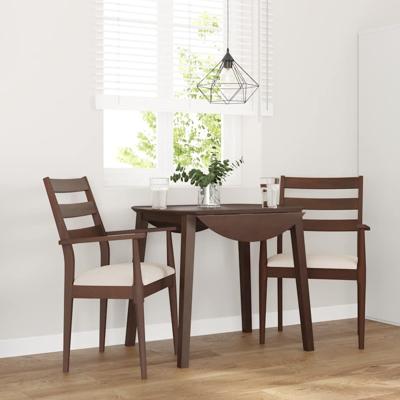 Eetkamerstoelen met kussens 2 stuks bruin massief hout rubber