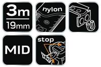 Neo Rolmaat - Meetband rubber 3 meter - 19 mm - 6453150 - thumbnail