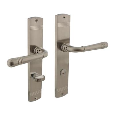 Intersteel Deurkruk Helena op langschild met toilet-/badkamersluiting 78/8 mm - nikkel mat