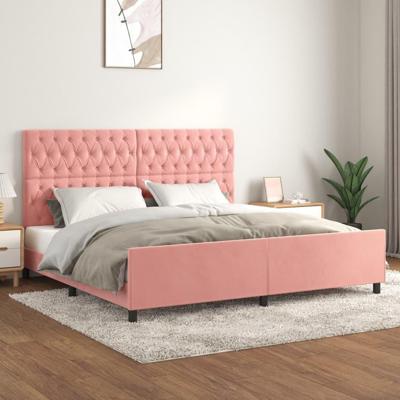Bedframe met hoofdeinde fluweel roze 200x200 cm Bedframe met hoofdeinde fluweel roze 200x200 cm