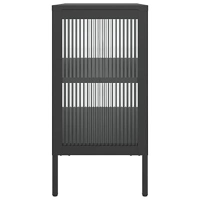 Dressoir 70x35x70 cm glas en staal zwart Dressoir 70x35x70 cm glas en staal zwart