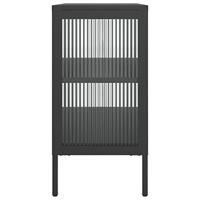 Dressoir 70x35x70 cm glas en staal zwart - thumbnail