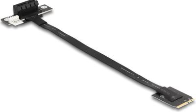 DeLOCK M.2 Key A+E to PCIe x1 NVMe Adapter angled with 20 cm cable controller