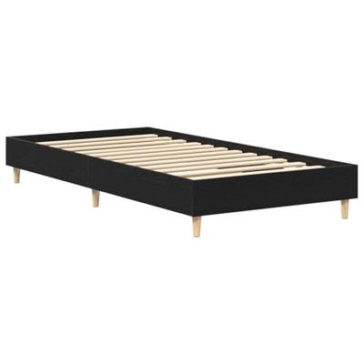 Bedframe Zwart eiken 90 x 200 cm Bewerkt hout