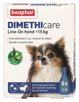 BEAPHAR DIMETHICARE LINE-ON HOND TEGEN VLOOIEN EN TEKEN <15 KG 6 PIP 1,5 ML