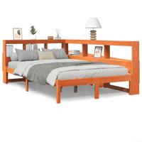 Bed met boekenkast zonder matras grenenhout wasbruin 120x200 cm - thumbnail