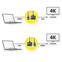 ROLINE Monitorkabel DVI (24+1) - HDMI, M/M, zwart / zilver, 1 m - thumbnail