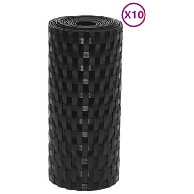 VidaXL Balkonschermen 10 st 255x19 cm poly rattan zwart VidaXL Balkonschermen 10 st 255x19 cm poly rattan zwart