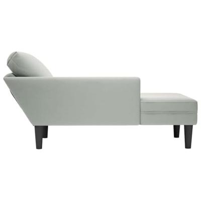 Chaise longue met kussen & rechterarmleuning fluweel lichtgrijs Chaise longue met kussen & rechterarmleuning fluweel lichtgrijs
