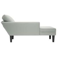 Chaise longue met kussen & rechterarmleuning fluweel lichtgrijs - thumbnail