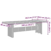 Tuintafel met glazen blad 240x90x75 cm poly rattan grijs - thumbnail