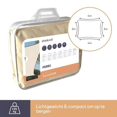 Perel sun sails GSS4430CR Schaduwdoek 40 mm x 4000 mm x 3000 mm 1 stuk(s) Perel sun sails GSS4430CR Schaduwdoek 40 mm x 4000 mm x 3000 mm 1 stuk(s)