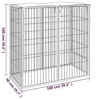 Hondenkennel 6 panelen 50 x 100 cm gepoedercoat staal zwart Hondenkennel 6 panelen 50 x 100 cm gepoedercoat staal zwart